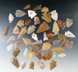 Set of 50 assorted Colorado arrowheads in various conditions, largest is 1 1/4