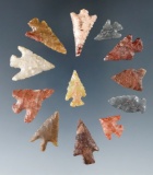 Set of 12 Columbia River Gempoints, largest is 7/8