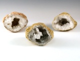 Set of 3 nice Quartz Geodes from Morocco, Largest is 4