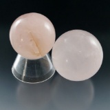 Pair of beautiful Rose Quartz spheres, Madagascar, largest is 1 3/8