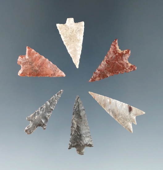 Set of 6 Columbia River Gempoints, largest is 1".