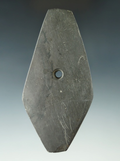 4 1/8" Hopewell Coffin Pendant made from Glacial Slate, found in Perry Co., Ohio. Ex. Donaldson.