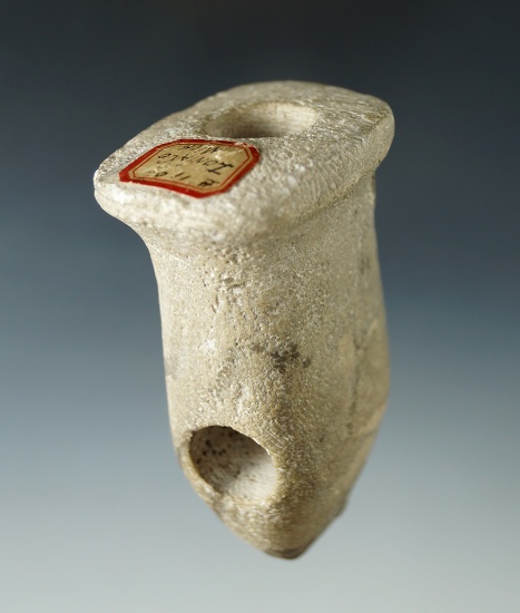 3 1/16" x 1 15/16" Mississippian Vase Pipe found in Ionia Co., Michigan. Pictured. Ex. Bill Tiell.