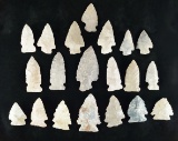 Set of 20 Assorted Ohio Arrowheads, largest is 2 1/4