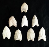 Set of 8 Paleo Arrowheads found in Ohio, largest is 2