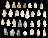 Set of 30 Assorted Ohio Arrowheads, largest is 1 5/8