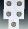 1899, 1901, 1908-D, 1915 and 1916-D Barber Silver Quarters G
