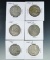 1949-D, 1950-D, 1951, 1953-D, 1958 and 1963-D Franklin Silver Half Dollars F-AU