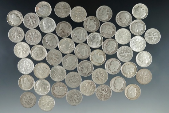 50 Assorted Roosevelt Silver Dimes G-AU