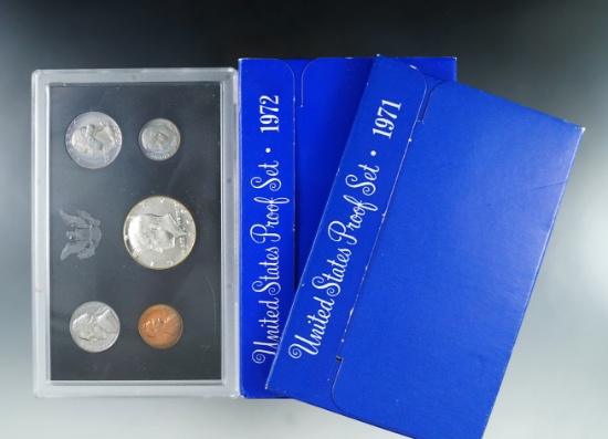 1970, 1971 and 1972 Proof Sets in Original Boxes