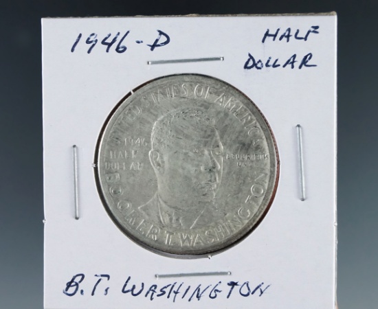 1946-D Booker T Washington Commemorative Silver Half Dollar AU