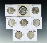 8 3-1964, 1964-D, 2-1967, 1969-D XF-AU and 2002-S Impaired Silver Proof Kennedy Half Dollars