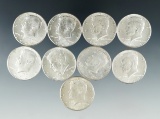 9 1964 Kennedy Silver Half Dollars XF-AU