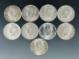 9 1964 Kennedy Silver Half Dollars XF-AU