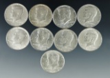 9 1964 Kennedy Silver Half Dollars XF-AU