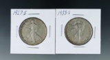 1927-S and 1933-S Walking Liberty Half Dollars G-VG