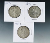 1917-S Rev, 1920-S and 1923-S Walking Liberty Half Dollars G Details