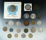 22 Foreign Coins 1965 Churchill Crown BU, German 1944 B 10 Pfennig and more. *See full description!