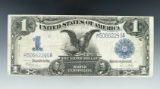 1899 Black Eagle One Dollar Silver Certificate F with Writing on Reverse