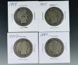 1899,1905, 1907-D and 1908-O Barber Silver Half Dollars AG-G