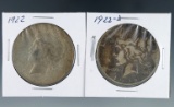 1922 and 1922-D Peace Silver Dollars F-VF Details