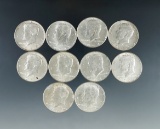 10 1964 Kennedy Silver Half Dollars XF-AU