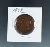 1848 US Large Cent VF Details Cleaned