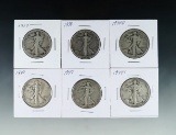 1917, 1934-D, 1938, 1940, 1944 and 1944-S Walking Liberty Half Dollars G-VF