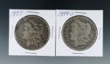 1887 and 1899-O Morgan Silver Dollars G-F Details