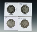 1901, 1903-O, 1907-D and 1908-S Barber Silver Half Dollars AG-G