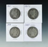 1901, 1905-S, 1908-D and 1909 Barber Silver Half Dollars AG-G