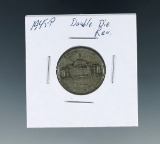 1945 Double Die Reverse Jefferson Silver War Nickel F