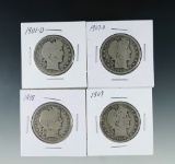 1901-O, 1907-O, 1908 and 1909 Barber Silver Half Dollars AG-G