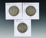 1936, 1936-D and 1936-S Walking Liberty Half Dollars F-VF