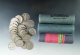 3 Uncirculated Rolls 1964, 1965, 1970-D and 25 Loos 1938, 1939 and 1950 G-F Jefferson Nickels