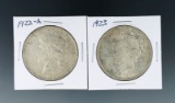 1922-D and 1923 Silver Peace Dollars VF-AU