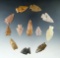 Set of 12 Colorado Arrowheads, largest is 1 13/16