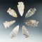 Set of seven assorted arrowheads found in Fairfield Co., Ohio, largest is 2 1/4
