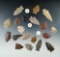 Set of 18 Colorado Arrowheads and beads, largest is 1 15/16