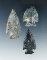Set of three Coshocton Flint Intrusive Mound arrowheads found in Knox Co., Ohio,