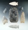 Group of assorted flaked artifacts found in Licking Co., Ohio, largest is 3 11/16