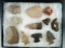 Group of Hopewell Flint and stone artifacts found by Paul Kaser off a site in Delaware Co., Ohio.