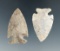 Pair of beautifully made Intrusive Mound points found in Logan Co., Ohio. Largest is 1 3/4