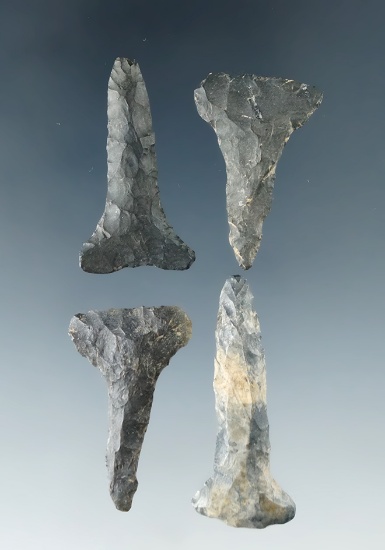 Grou.p of 4 Archaic T-Drills, largest is 1 5/8". Found in Richland and Knox Co., Ohio. Ex. Jack Hook