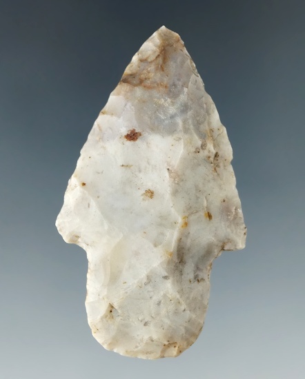 2 1/8" Adena made from two tone Flint Ridge Chalcedony, found in Licking Co., Ohio.