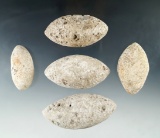 Set of five bolo stones found during World War II on the island of Guam by a G.I. largest is 2 5/8