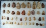 Set of approximately 42 mostly Alibates Flint scrapers found in the Kansas area. Largest is 1 5/8