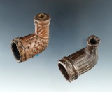 Pair of Ornate Clay Pipes found along the Ohio River, both around 1 1/2