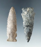 Pair of serrated archaic points found in Licking Co., Ohio. Largest is 2 1/4