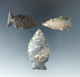 Set of three Archaic Fishspear points made from Coshocton Flint - Huron and Hocking Counties, OH